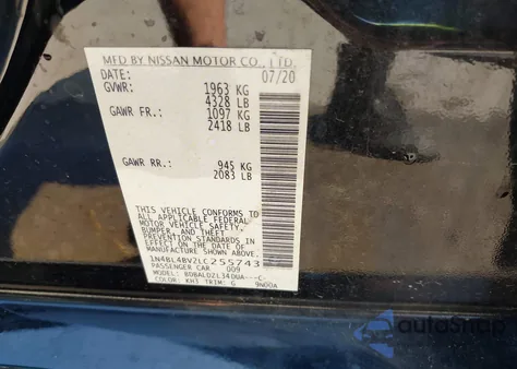 2020 Nissan Altima S Fwd из США, поврежденный, VIN 1N4BL4BV2LC255743